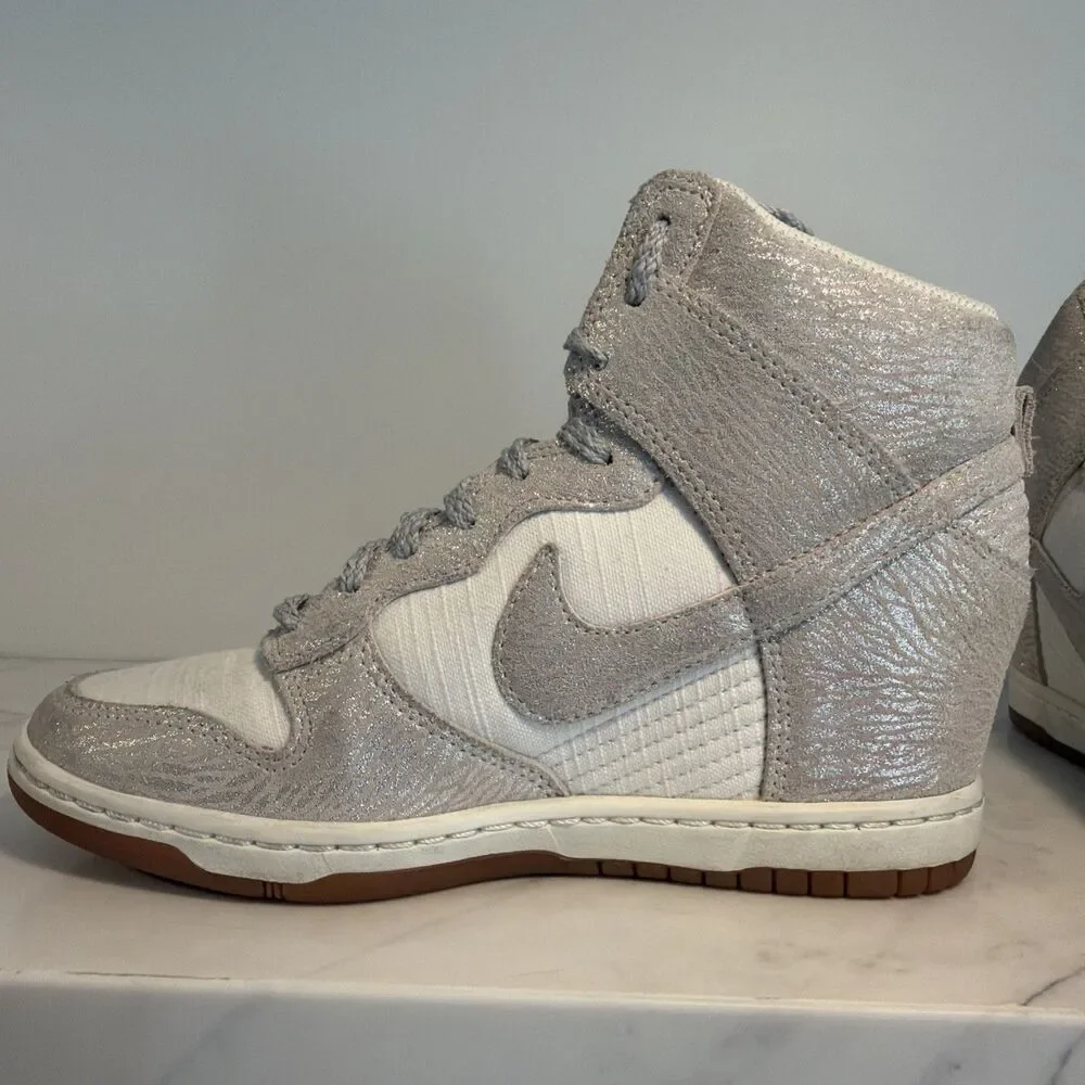 Nike Dunk Sky High Vintage Sail Metallic Silver Women’s Sneaker 8.5 Vtg Tumblr
